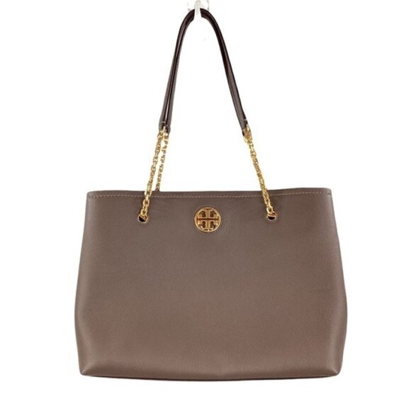 Tory Burch Handbags - Tory Burch Carson Tote Silver Maple Leather